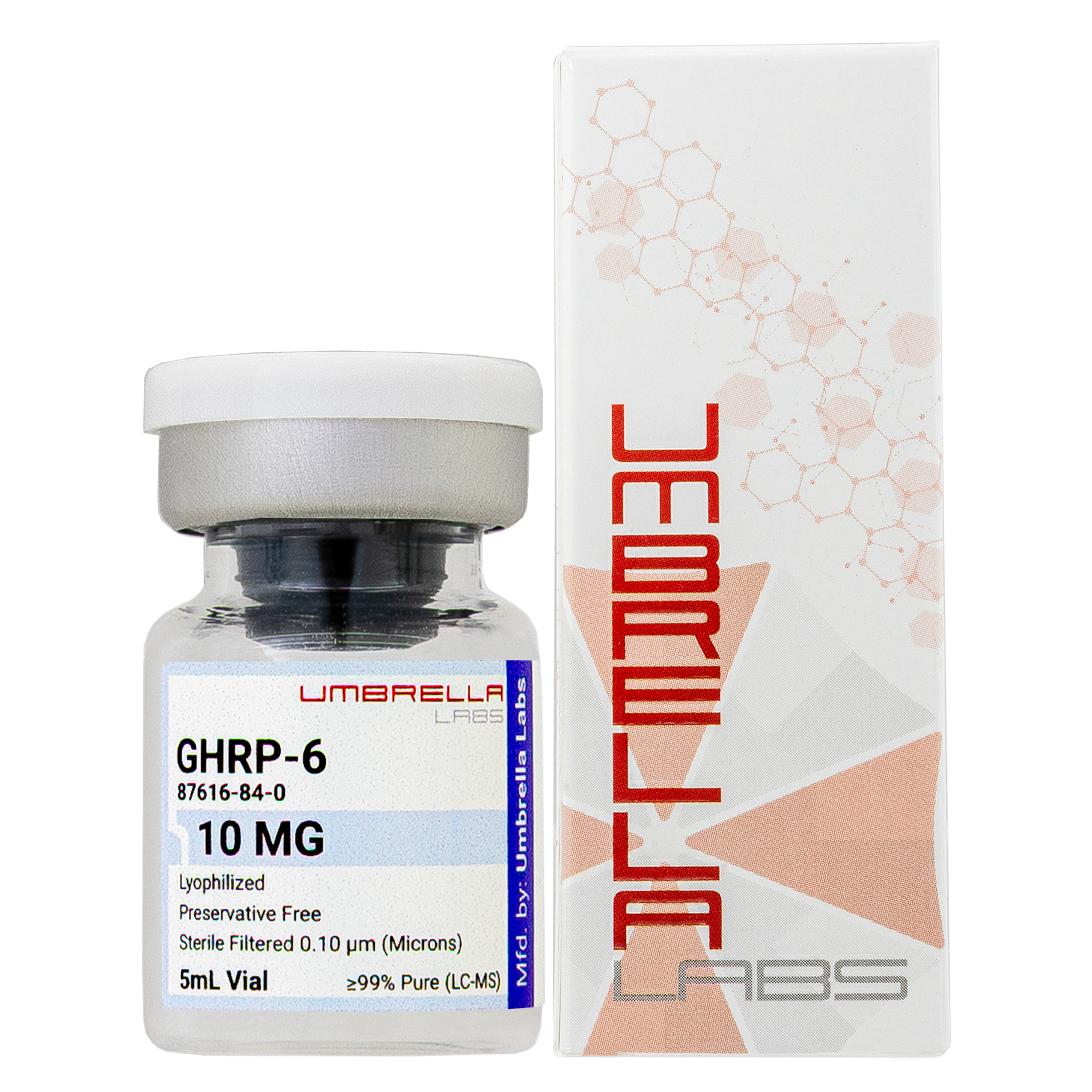 GHRP-6 PEPTIDE (GROWTH HORMONE RELEASING PEPTIDE 6) 5MG/10MG VIAL   UMBRELLA Labs