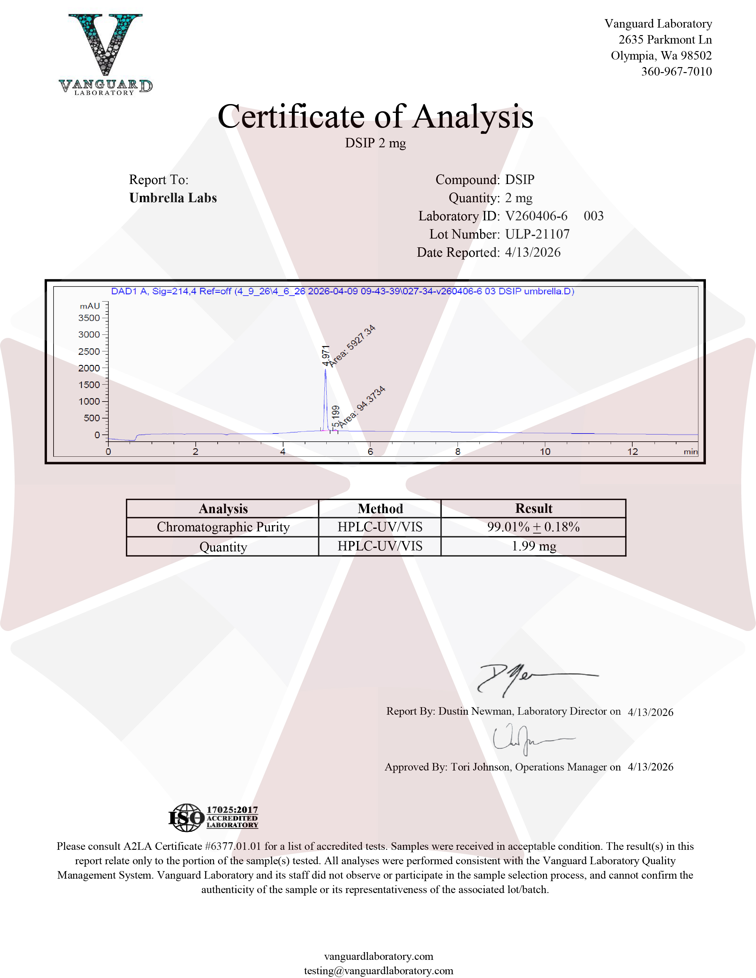 DSIP PEPTIDE 2MG/5MG VIAL – UMBRELLA Labs