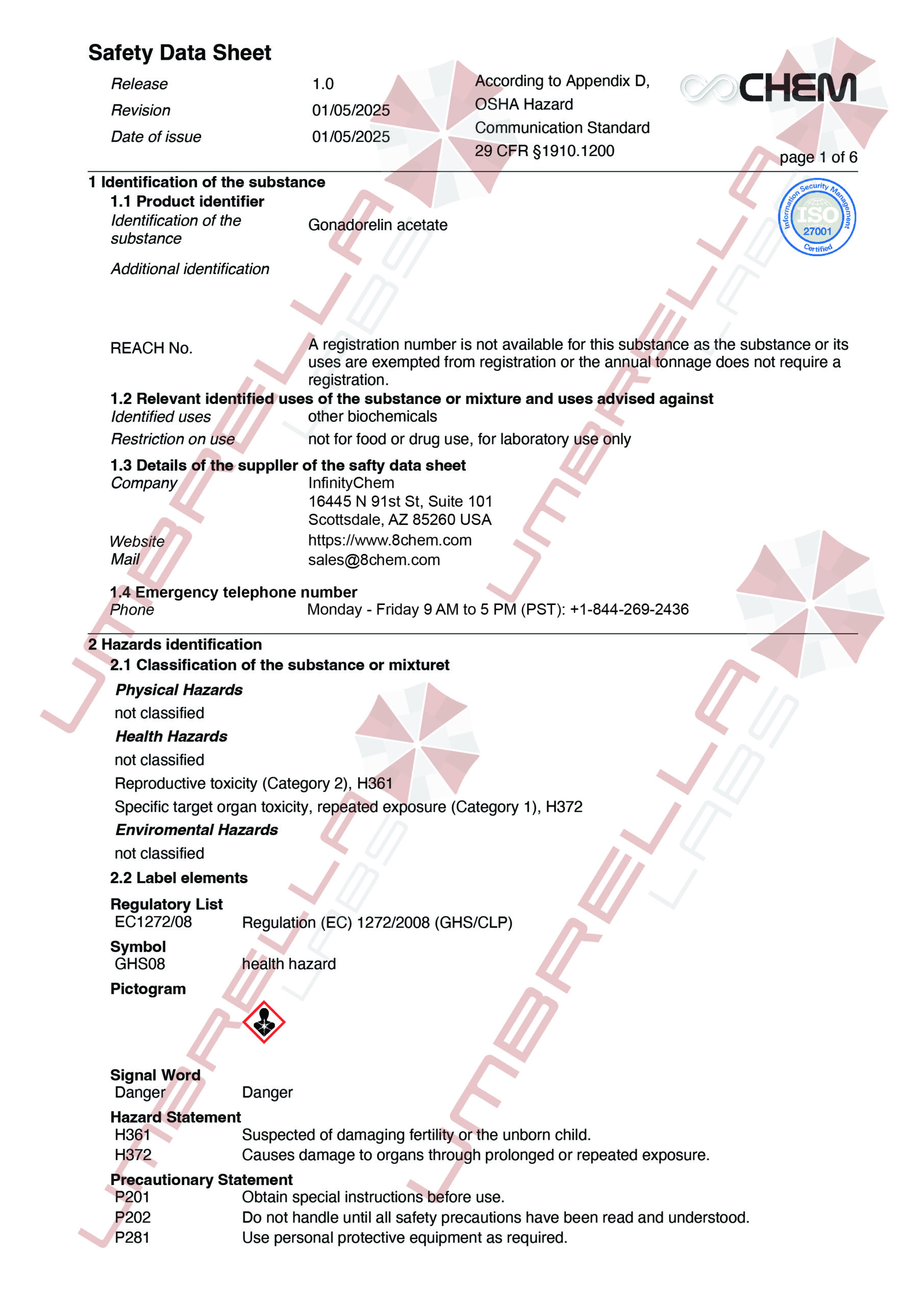 UmbrellaLabs_MSDS_Gonadorelin (WM)01-05-25-01