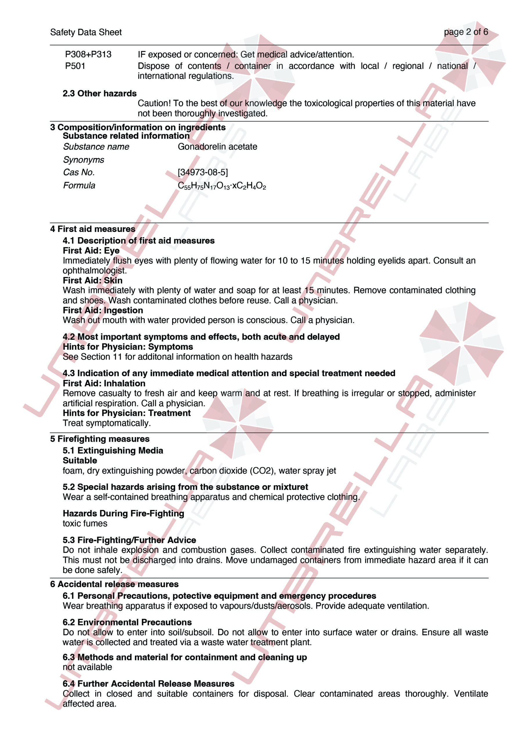 UmbrellaLabs_MSDS_Gonadorelin (WM)01-05-25-02