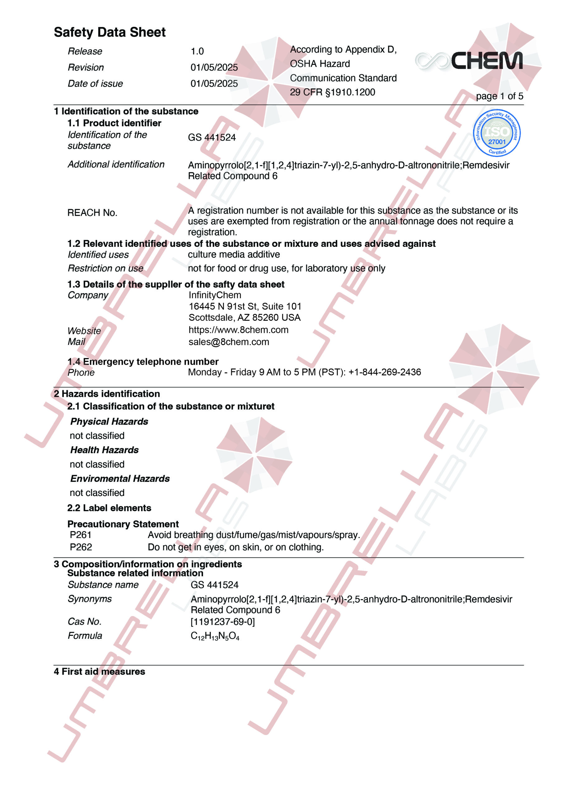 UmbrellaLabs_MSDS_GS-441524 (WM)01-05-25-01