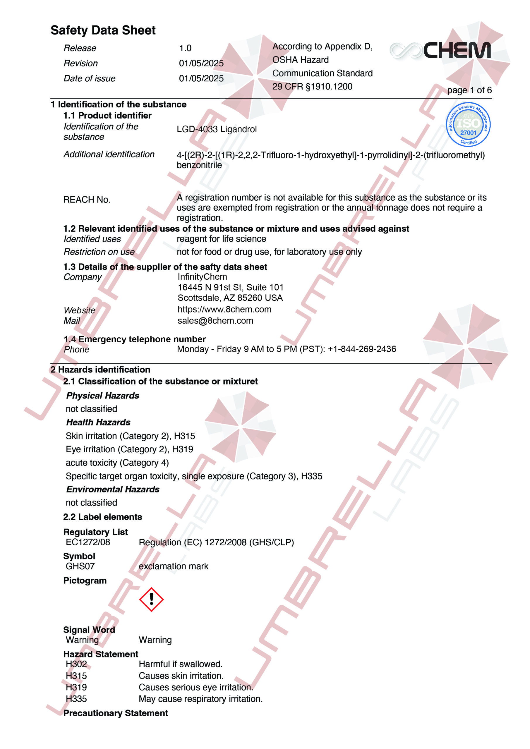 UmbrellaLabs_MSDS_LGD-4033 Ligrandrol (WM)01-05-25-01