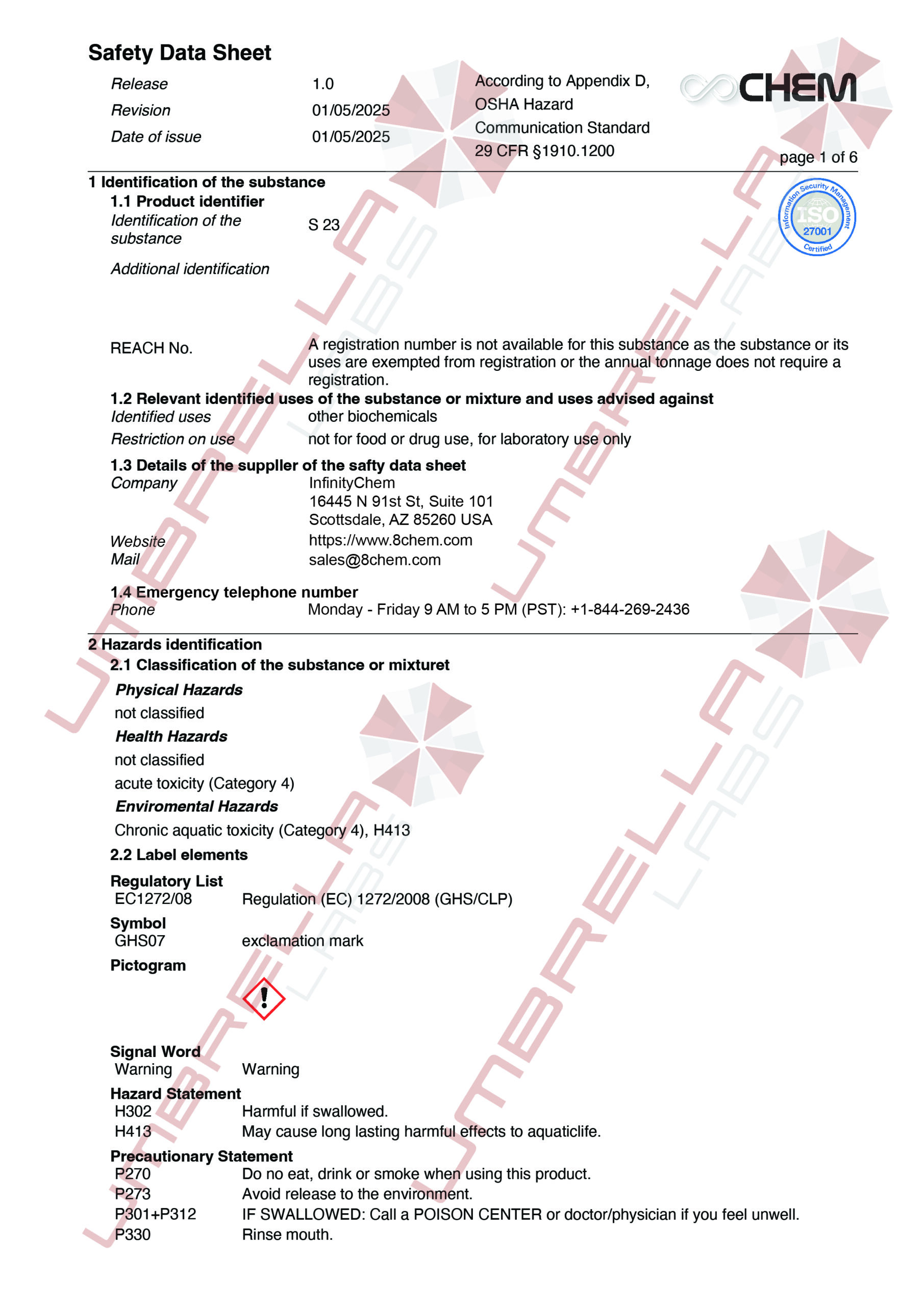 UmbrellaLabs_MSDS_S-23 (WM)01-05-25-01