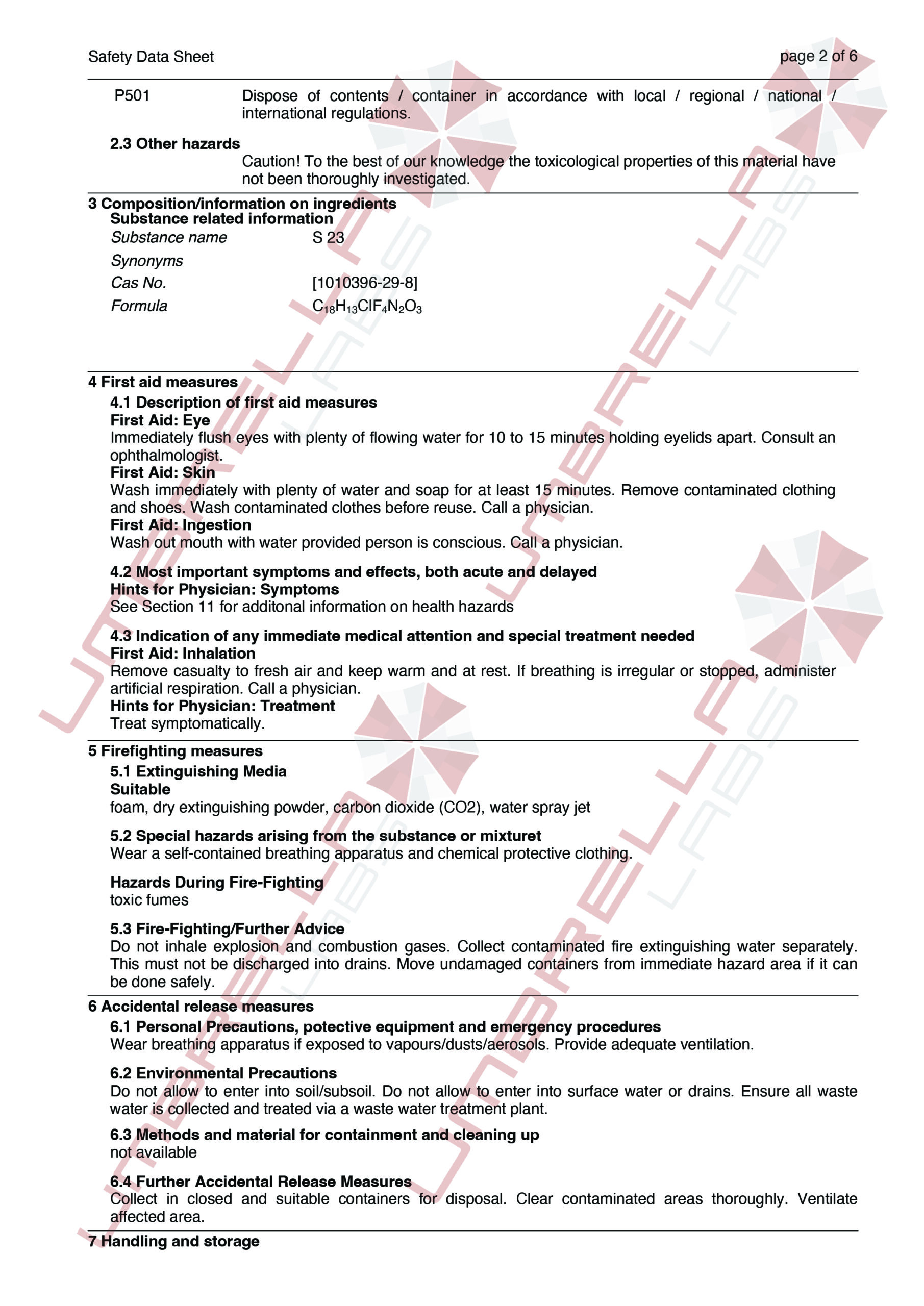 UmbrellaLabs_MSDS_S-23 (WM)01-05-25-02