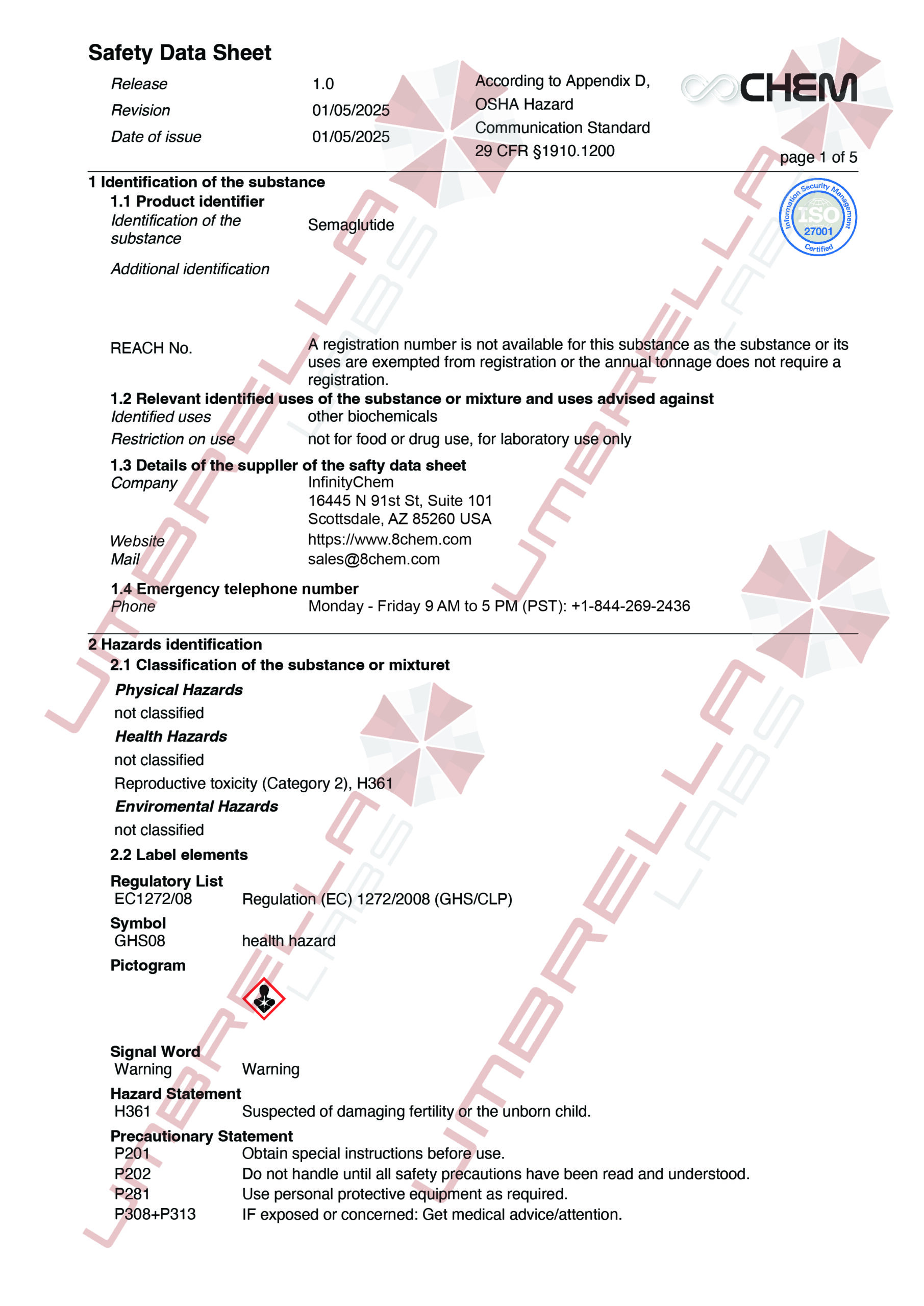 semaglutide msds Semaglutide – UMBRELLA Labs