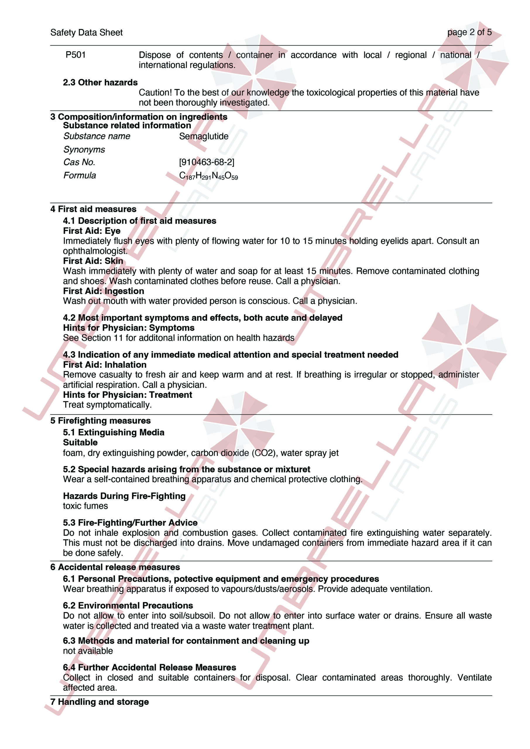 semaglutide information sheet Semaglutide – UMBRELLA Labs