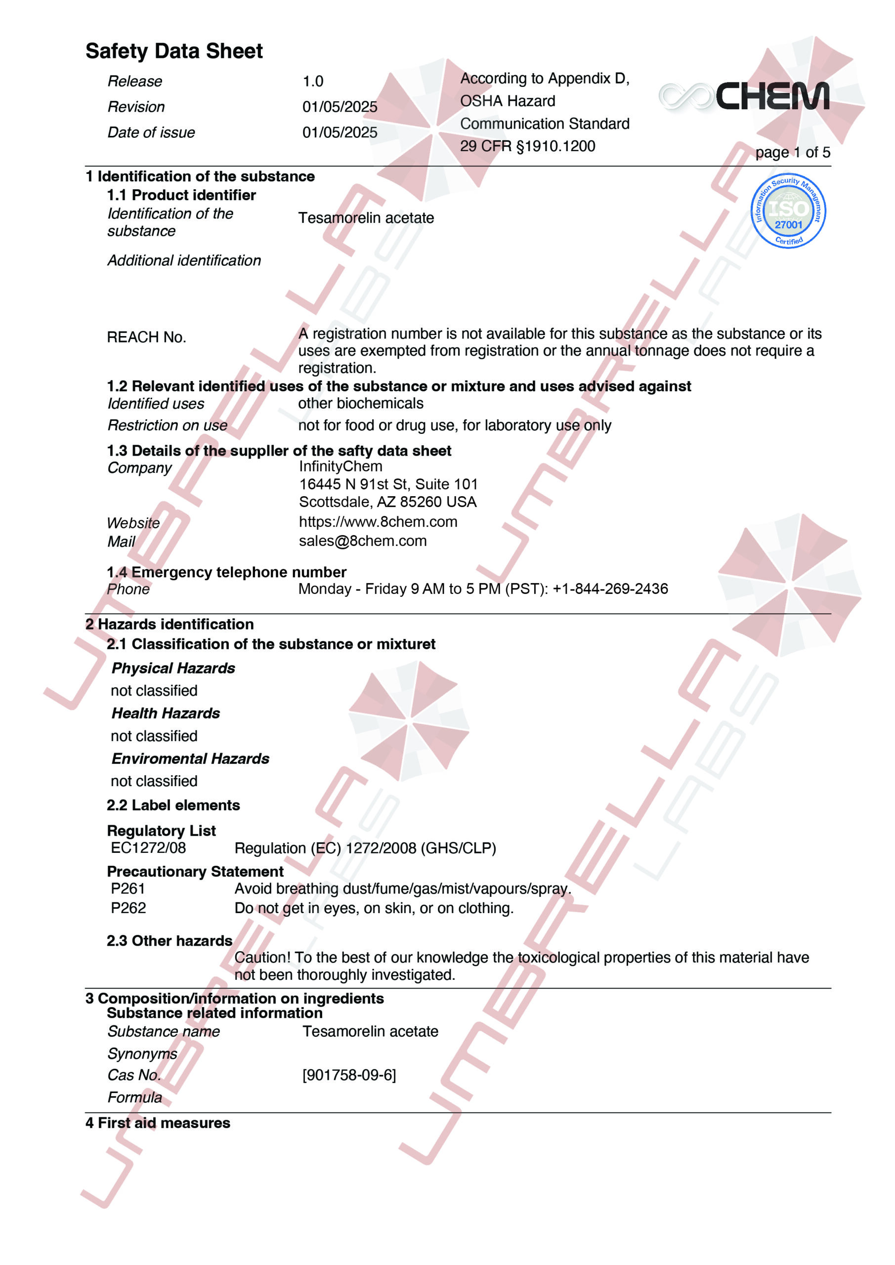 UmbrellaLabs_MSDS_Tesamorelin (WM)01-05-25-01