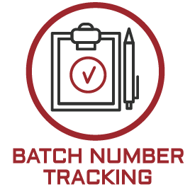 Image showing a clipboard with a red checkmark in a red circle indicating Batch Number Tracking
